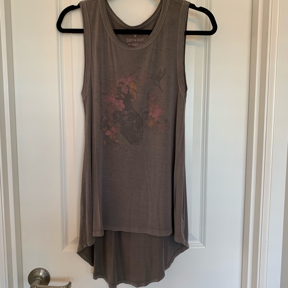 Grey American Eagle skull tank top